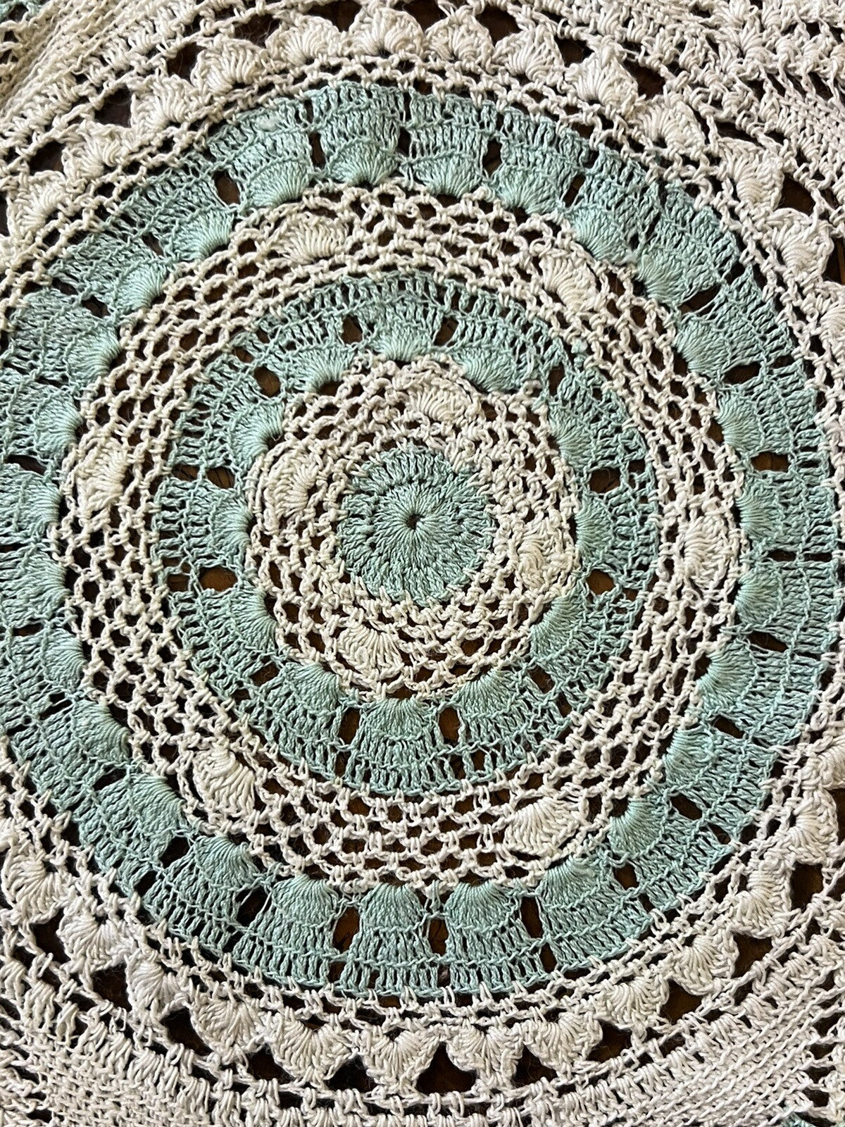 Vintage Mint White Crochet Doily Three Piece Set