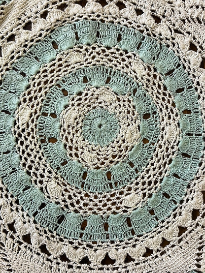 Vintage Mint White Crochet Doily Three Piece Set