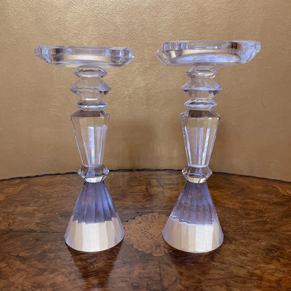 Vintage Glass Candle Holders Pair