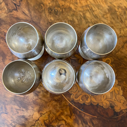 Vintage Silver Plated Port Glasses Set Of Six