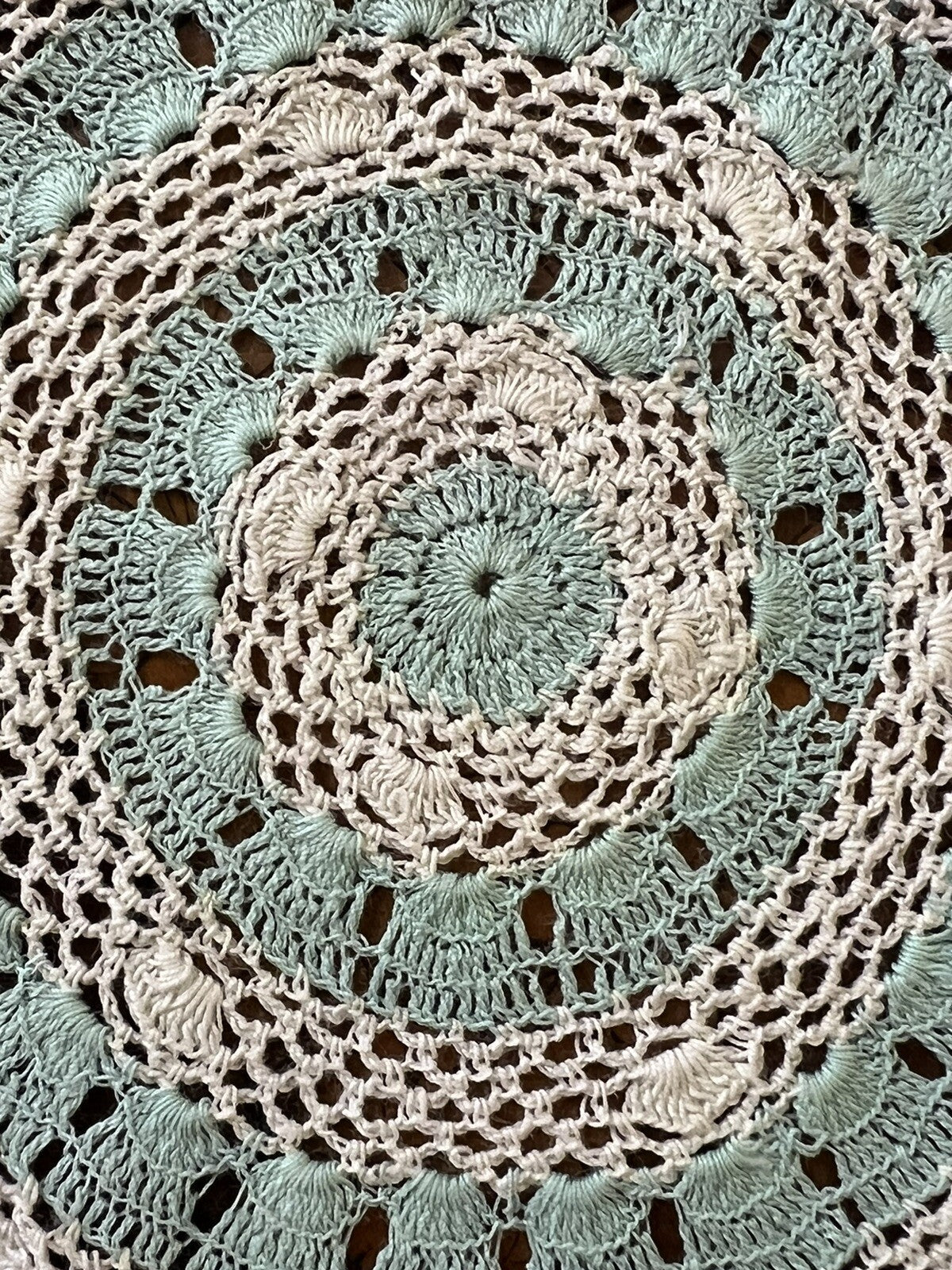 Vintage Mint White Crochet Doily Three Piece Set